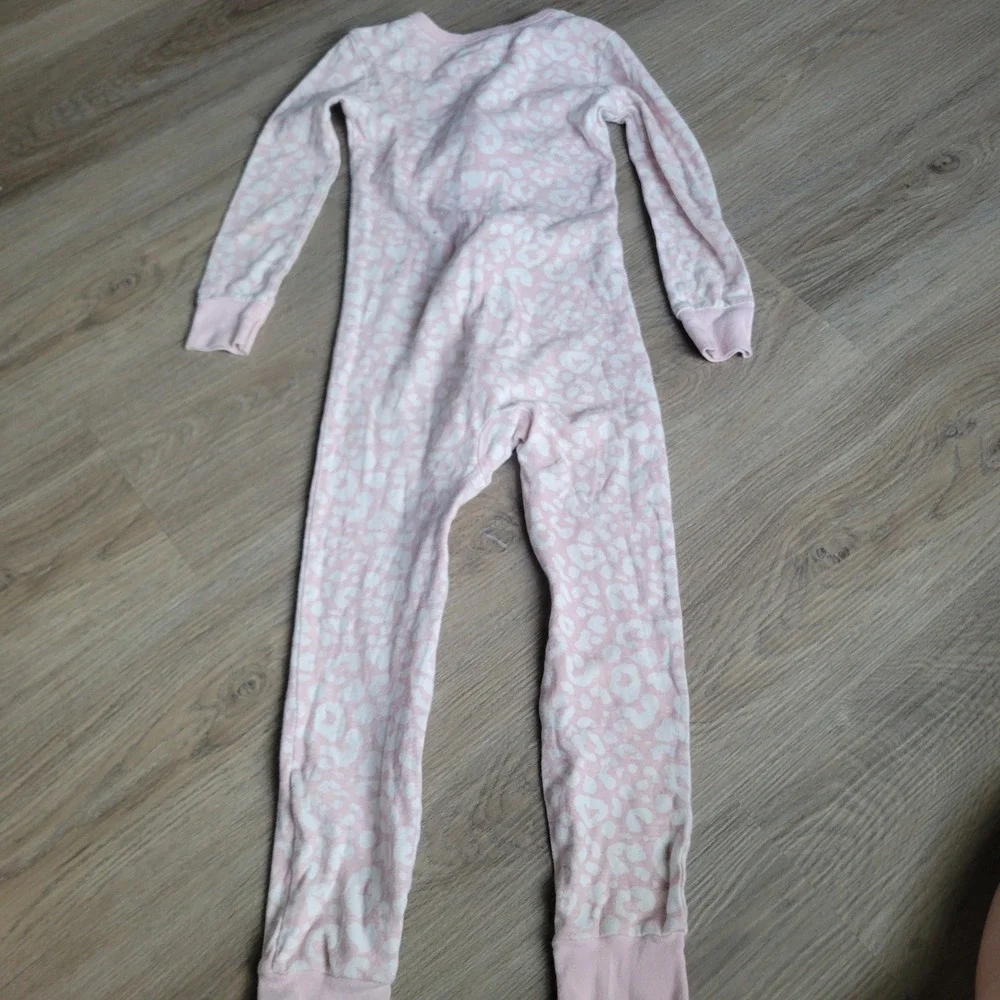 Old Navy Girls Pajamas 5T Pink Leopard Print Cotton Snug Fit Zip Sleeper